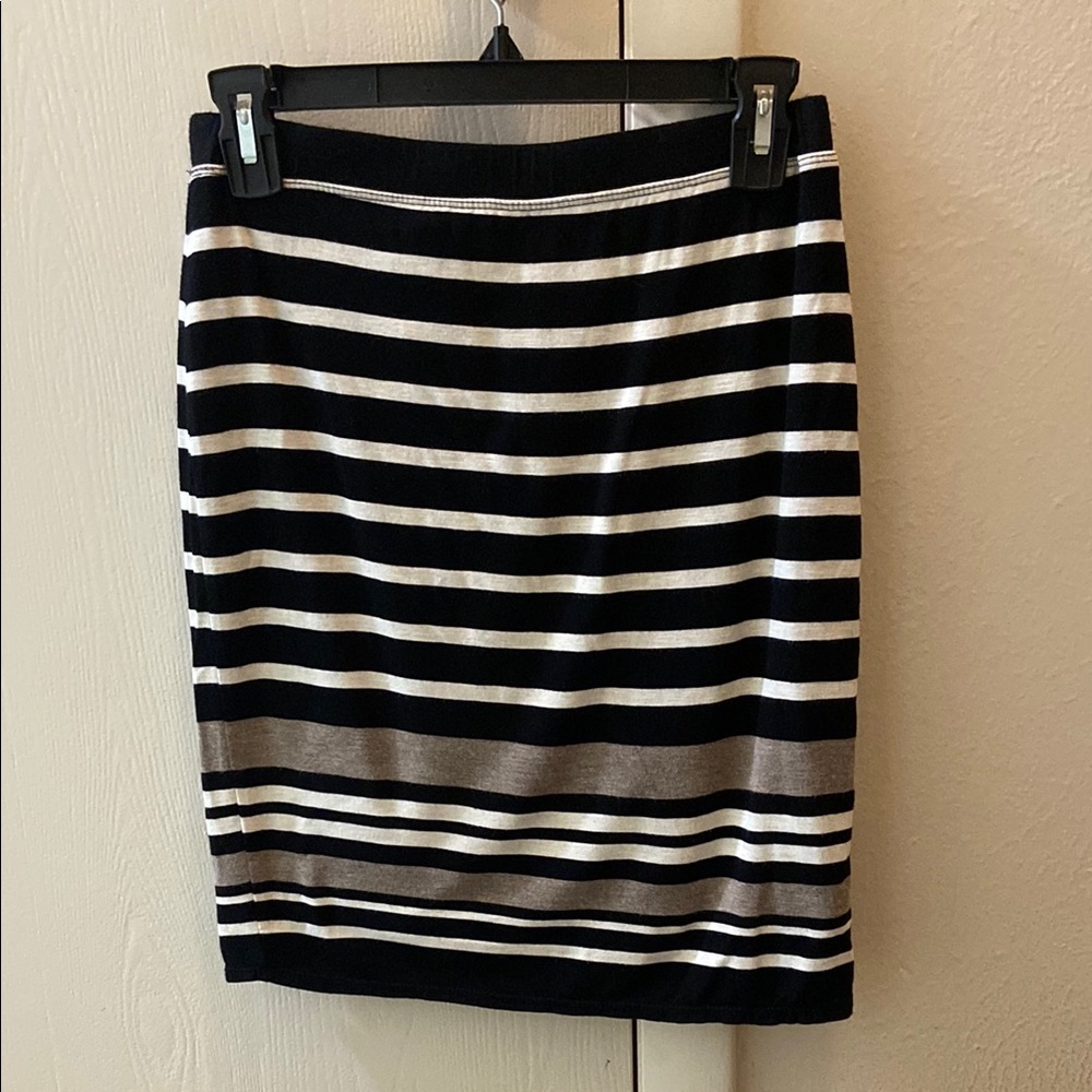 Black and White Striped Women's Skirt